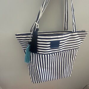 Obagi Navy and White Striped Tote
